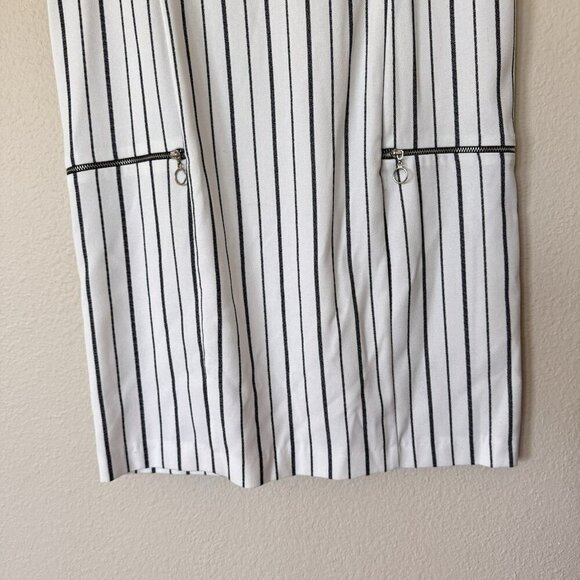 Zara Basic Dress Womens M White Blue Striped Sleeveless Shift Classic Preppy - Picture 3 of 6
